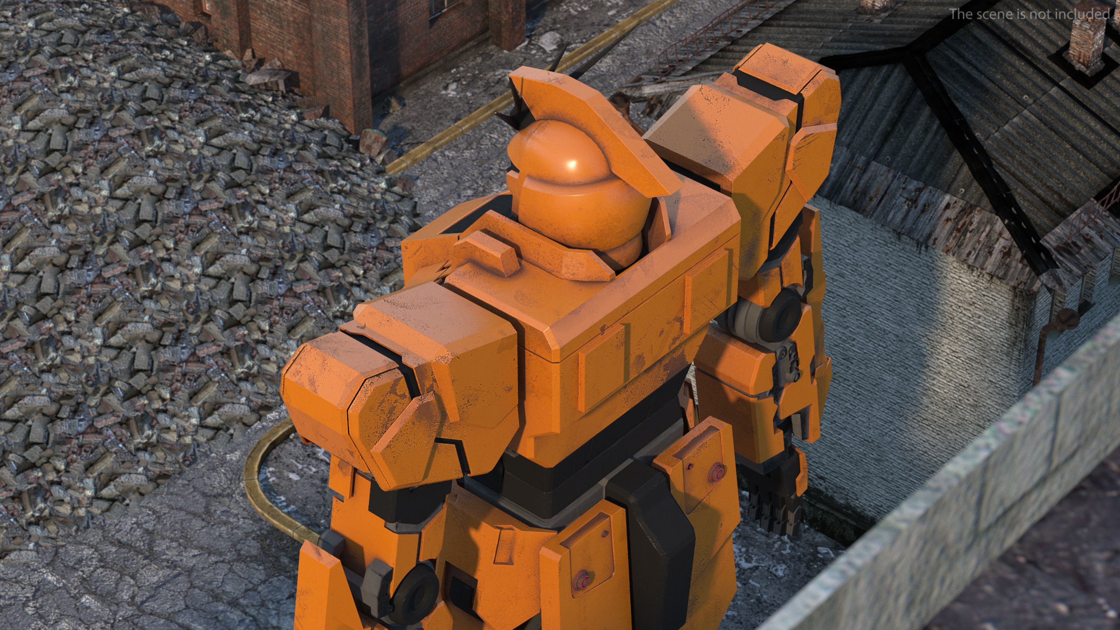 Yellow Combat Sci-Fi Robot 3D model_7