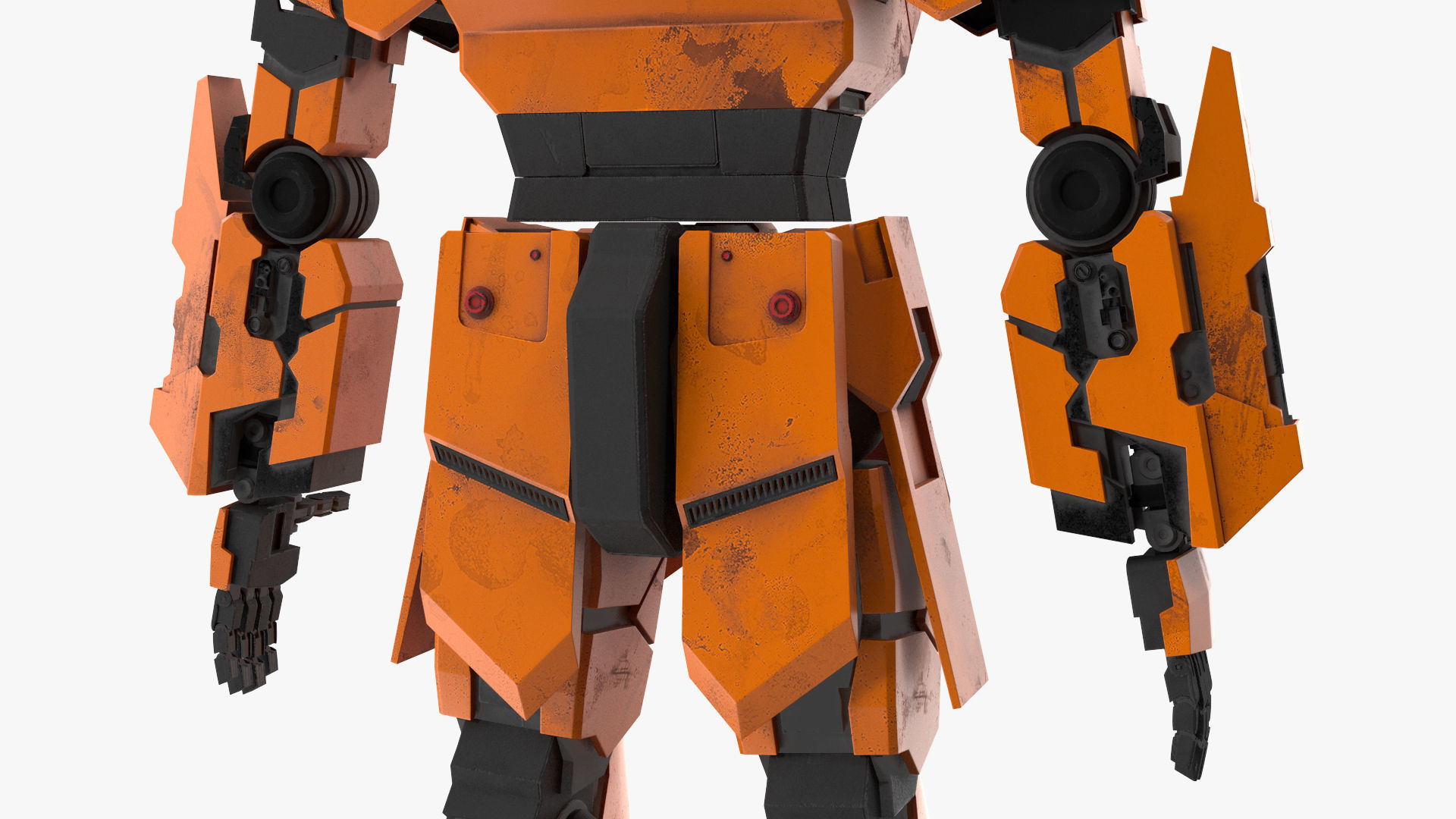 Yellow Combat Sci-Fi Robot 3D model_16