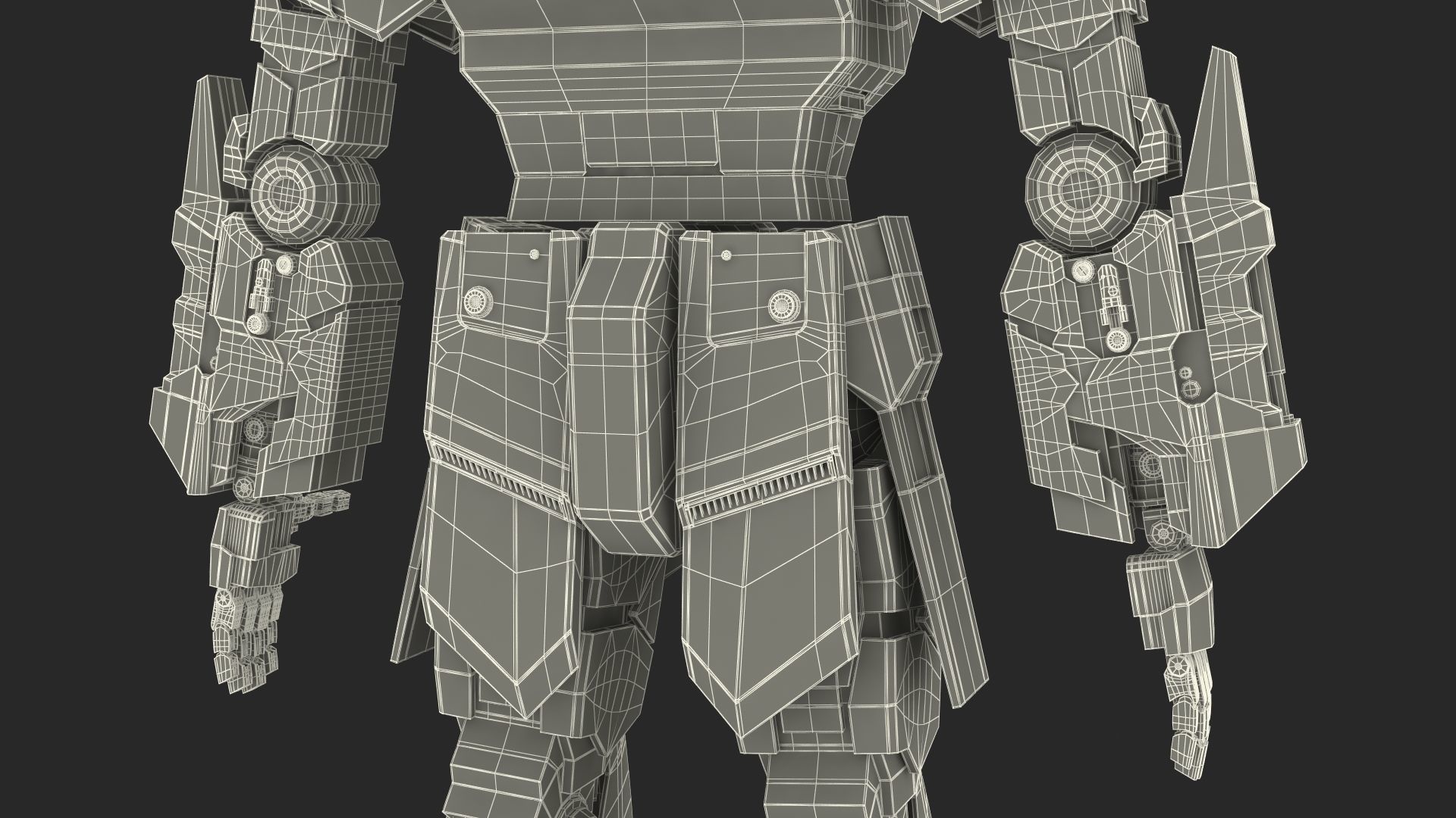 Yellow Combat Sci-Fi Robot 3D model_30