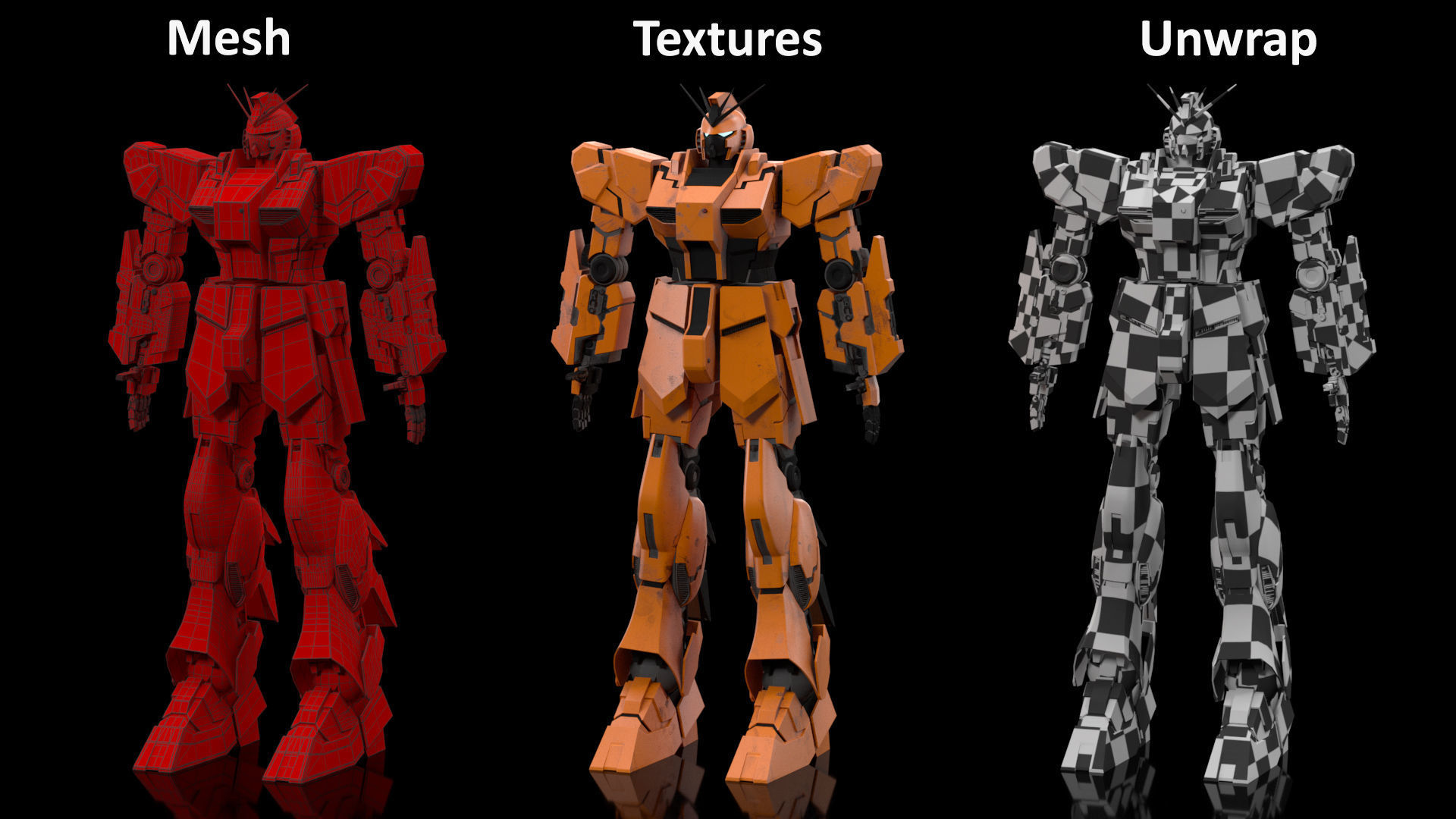 Yellow Combat Sci-Fi Robot 3D model_22