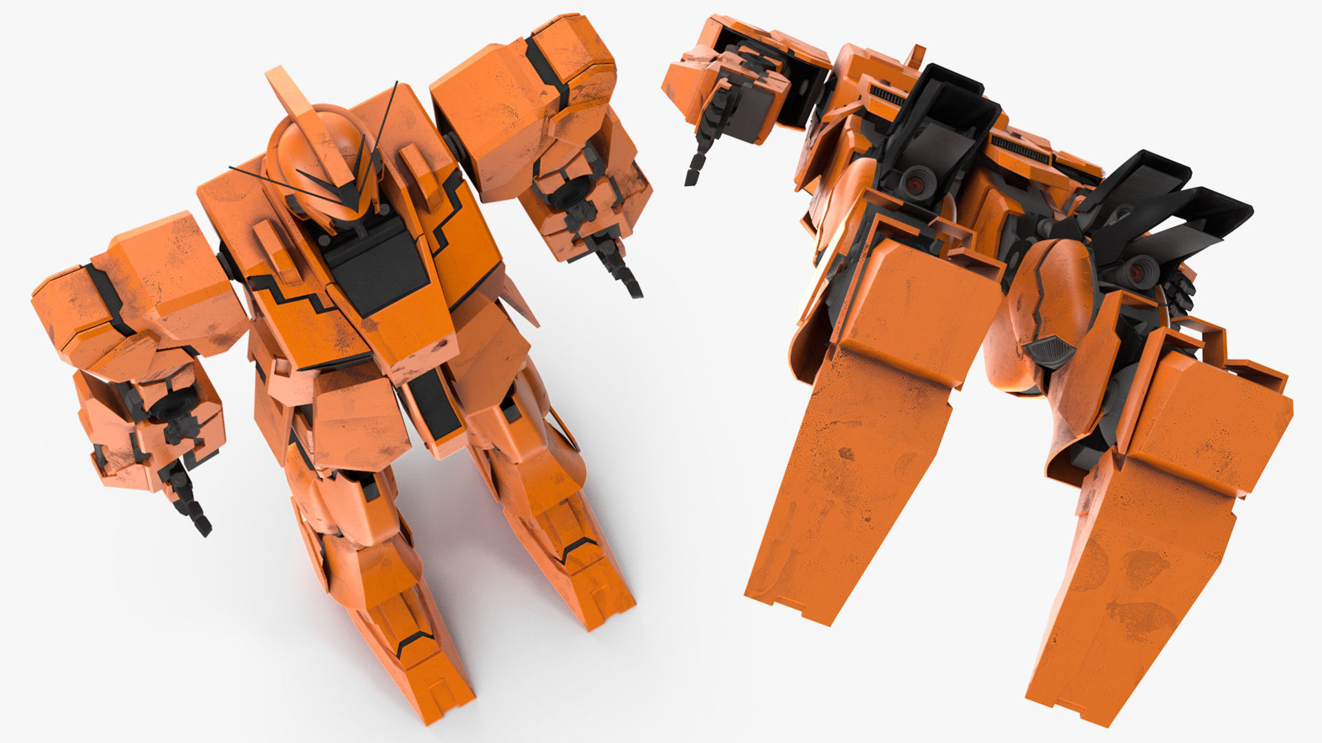 Yellow Combat Sci-Fi Robot 3D model_11