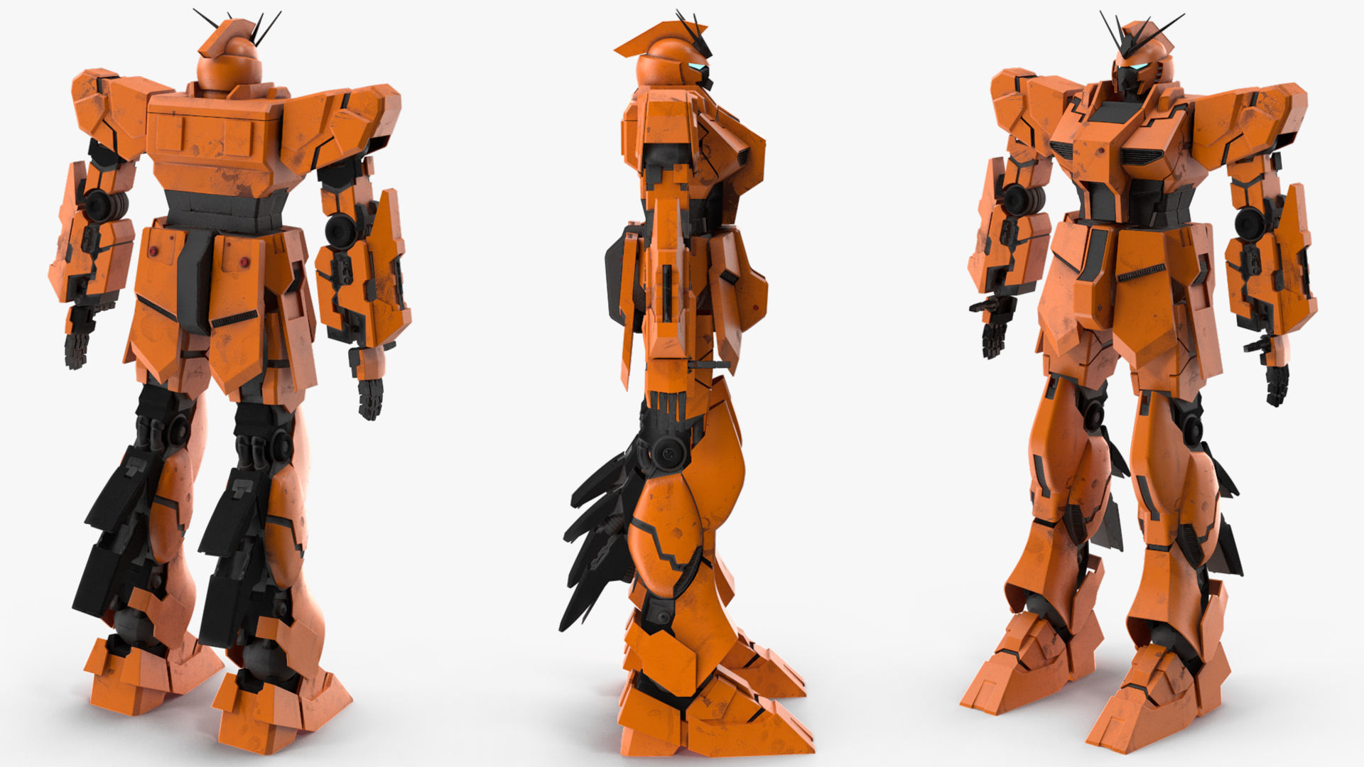 Yellow Combat Sci-Fi Robot 3D model_9