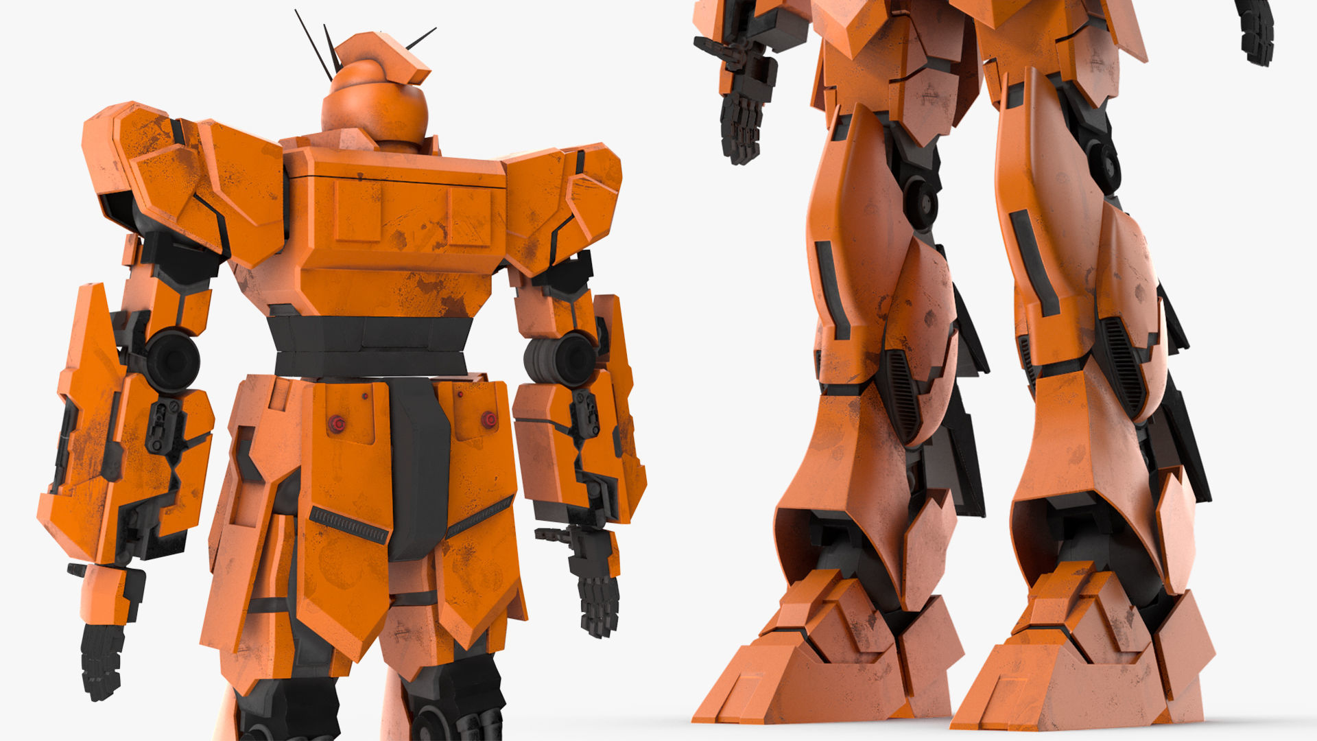 Yellow Combat Sci-Fi Robot 3D model_13