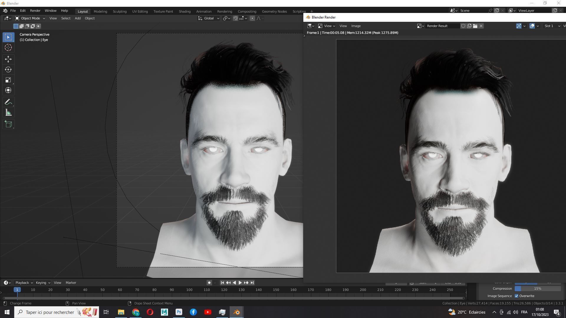 Realistic Male Hair - Undercut Style Low-poly 3D model_19