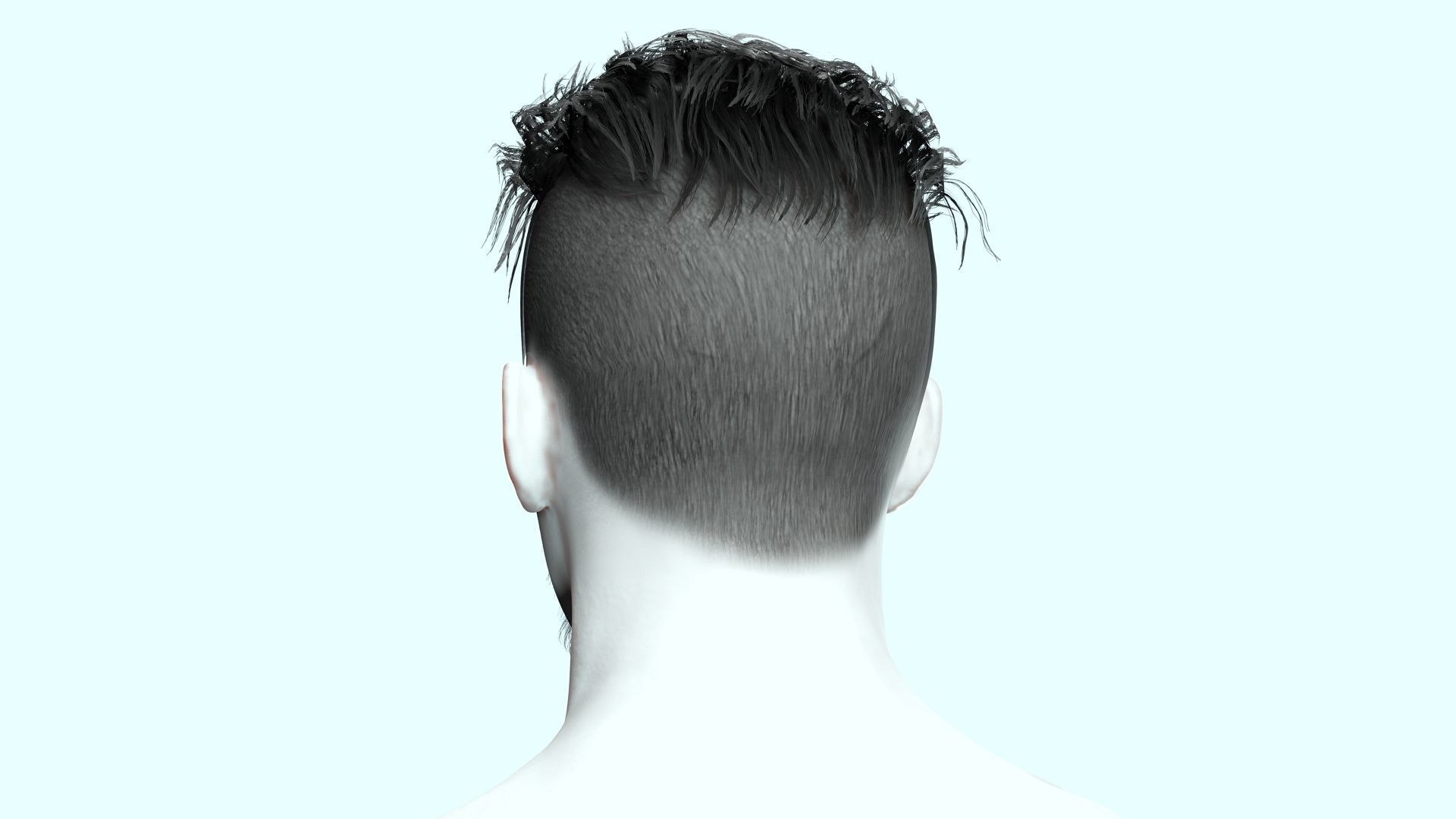 Realistic Male Hair - Undercut Style Low-poly 3D model_6
