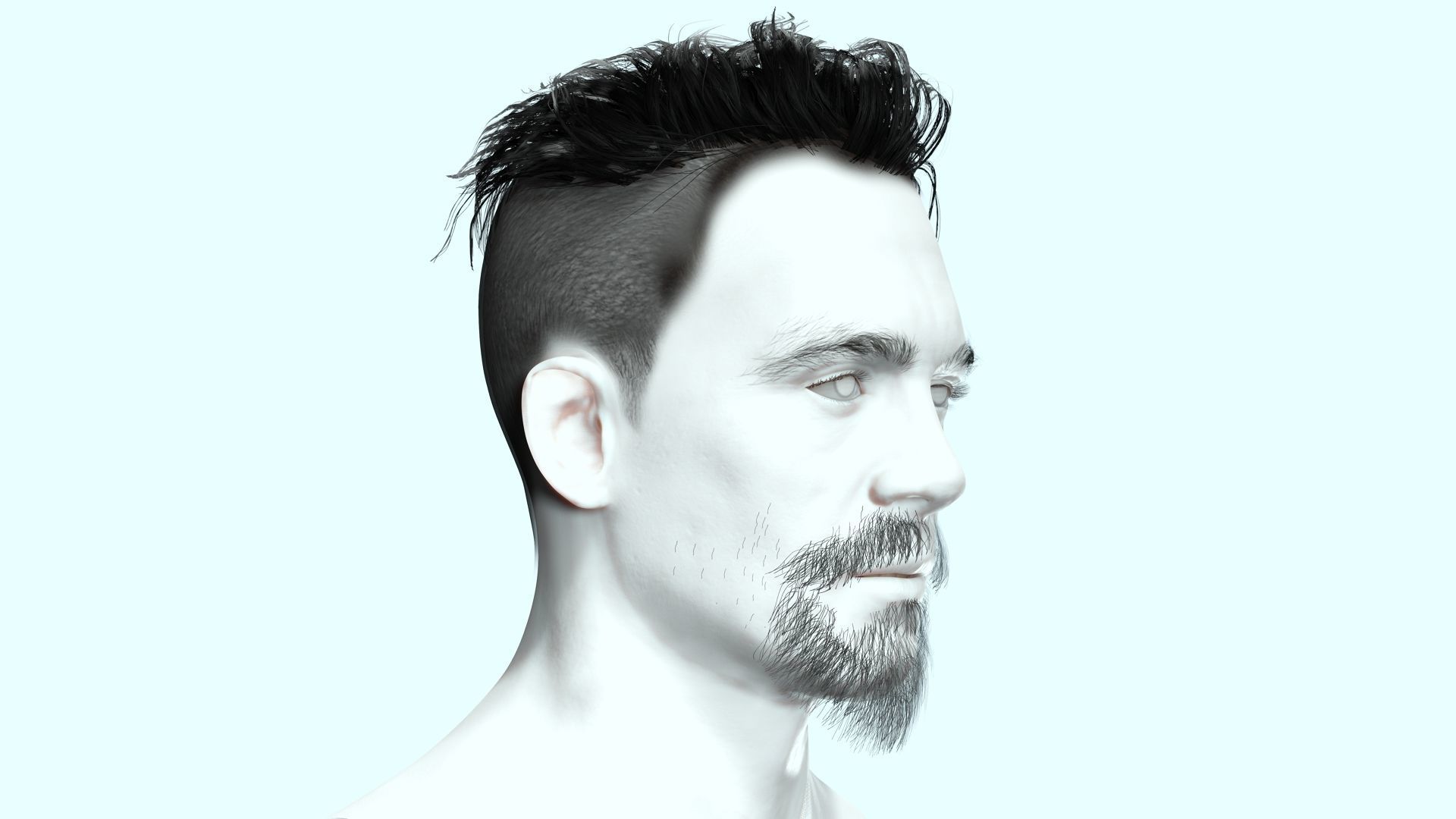 Realistic Male Hair - Undercut Style Low-poly 3D model_10