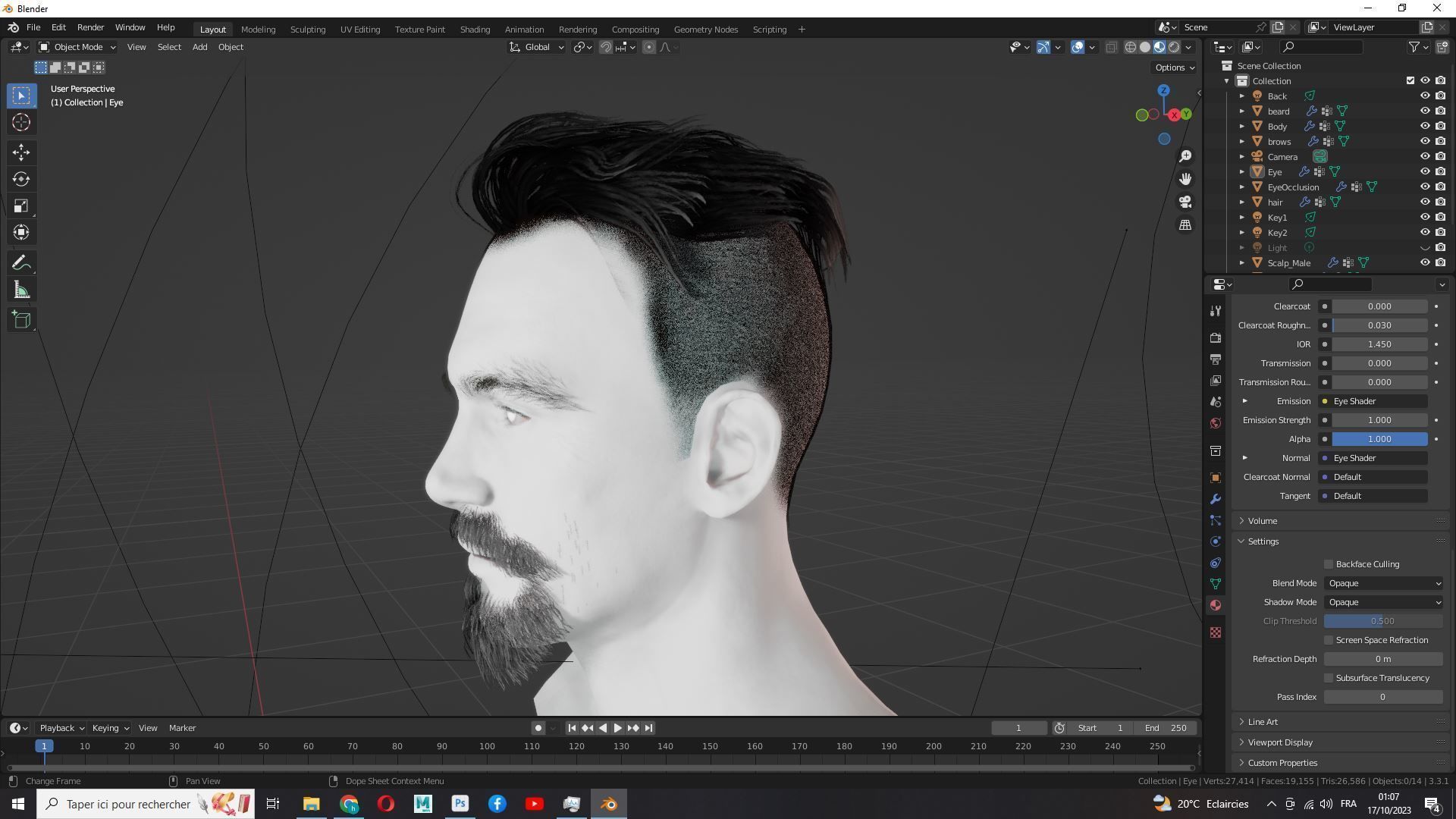 Realistic Male Hair - Undercut Style Low-poly 3D model_18