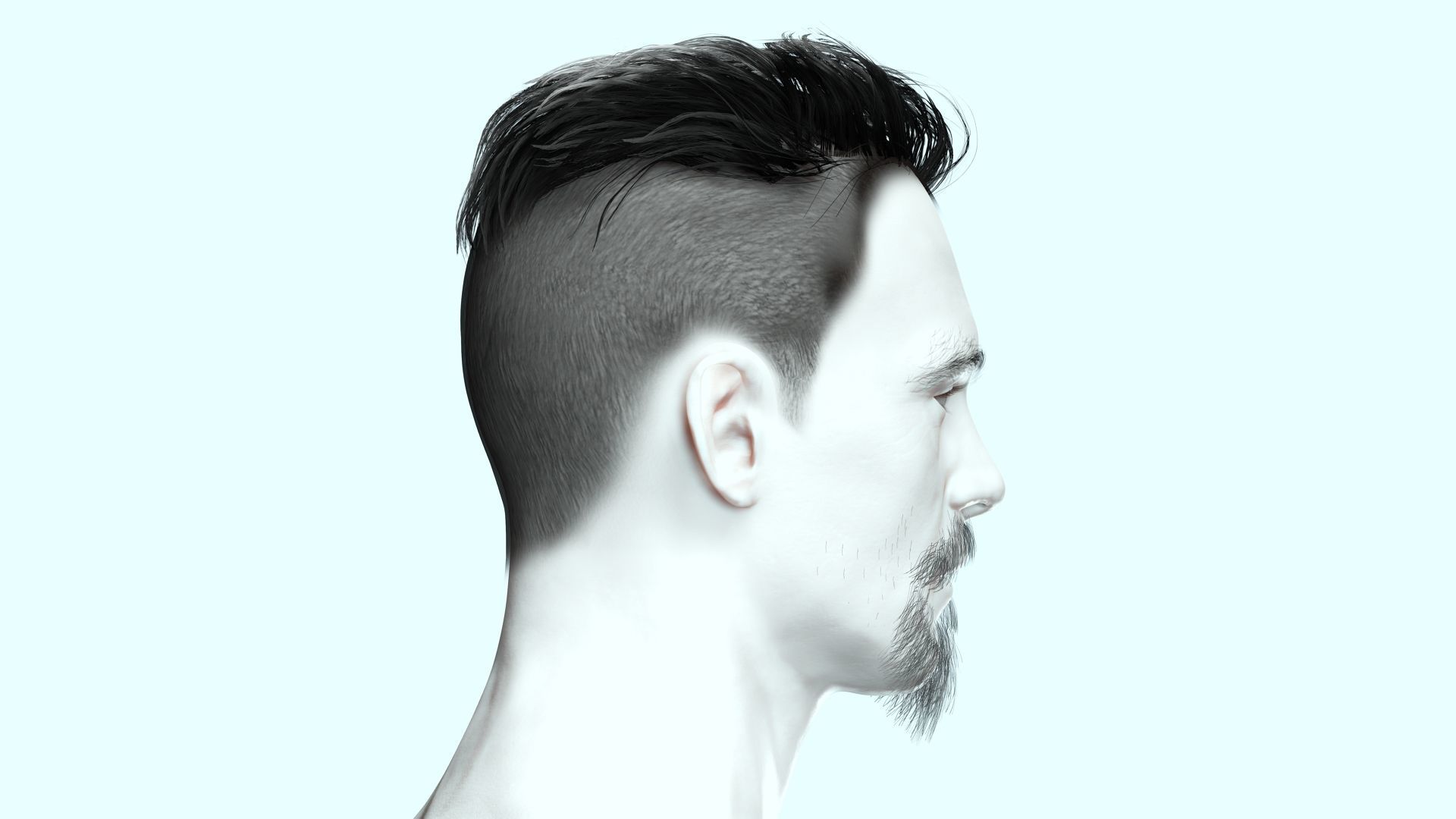 Realistic Male Hair - Undercut Style Low-poly 3D model_9