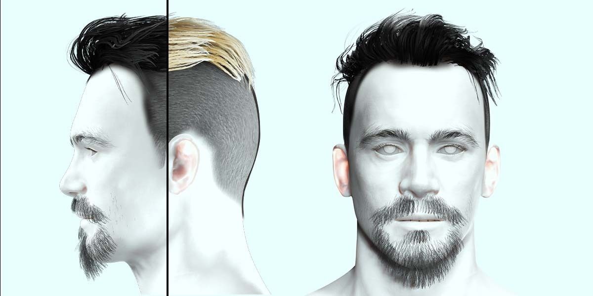 Realistic Male Hair - Undercut Style Low-poly 3D model_1