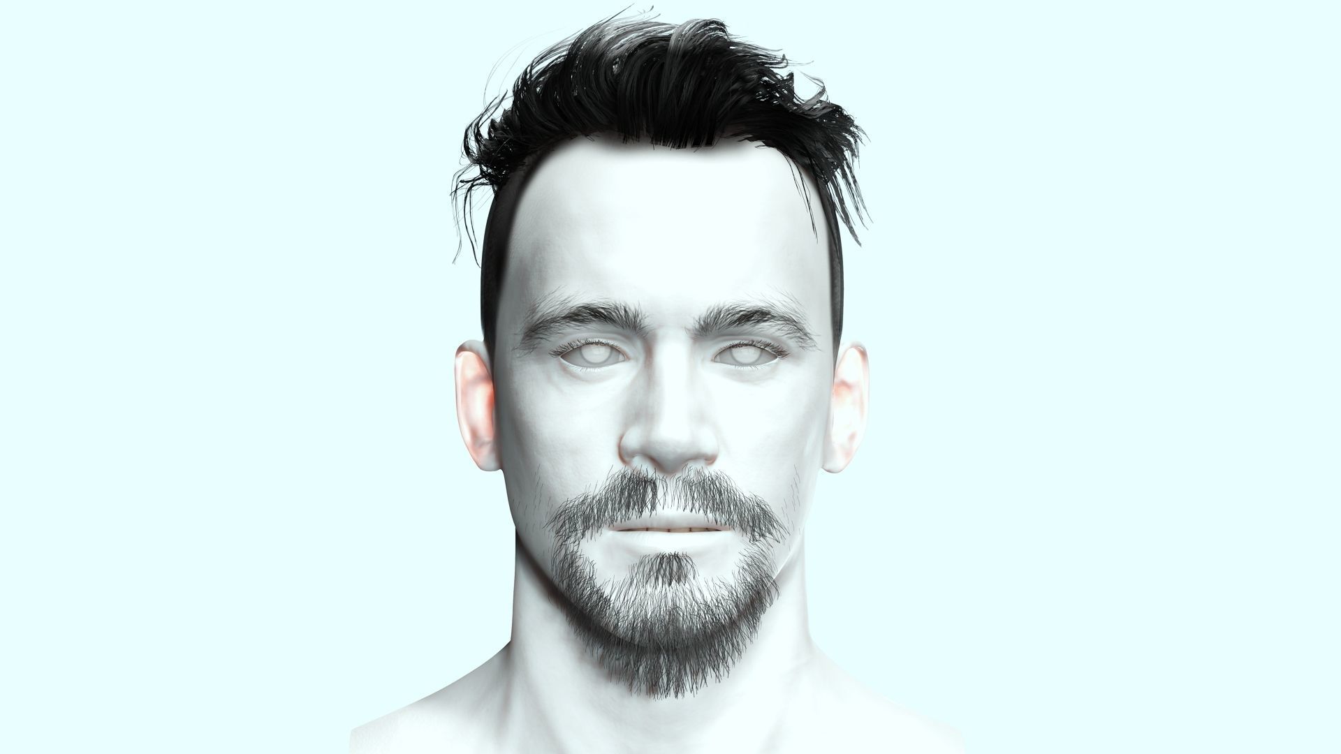 Realistic Male Hair - Undercut Style Low-poly 3D model_2