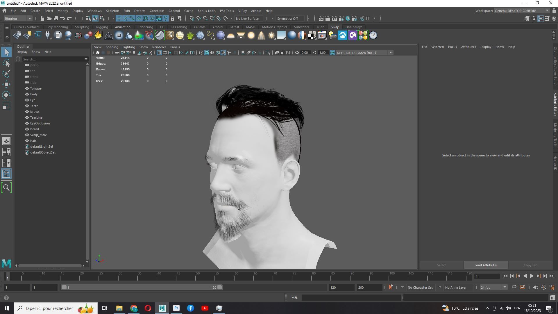 Realistic Male Hair - Undercut Style Low-poly 3D model_16