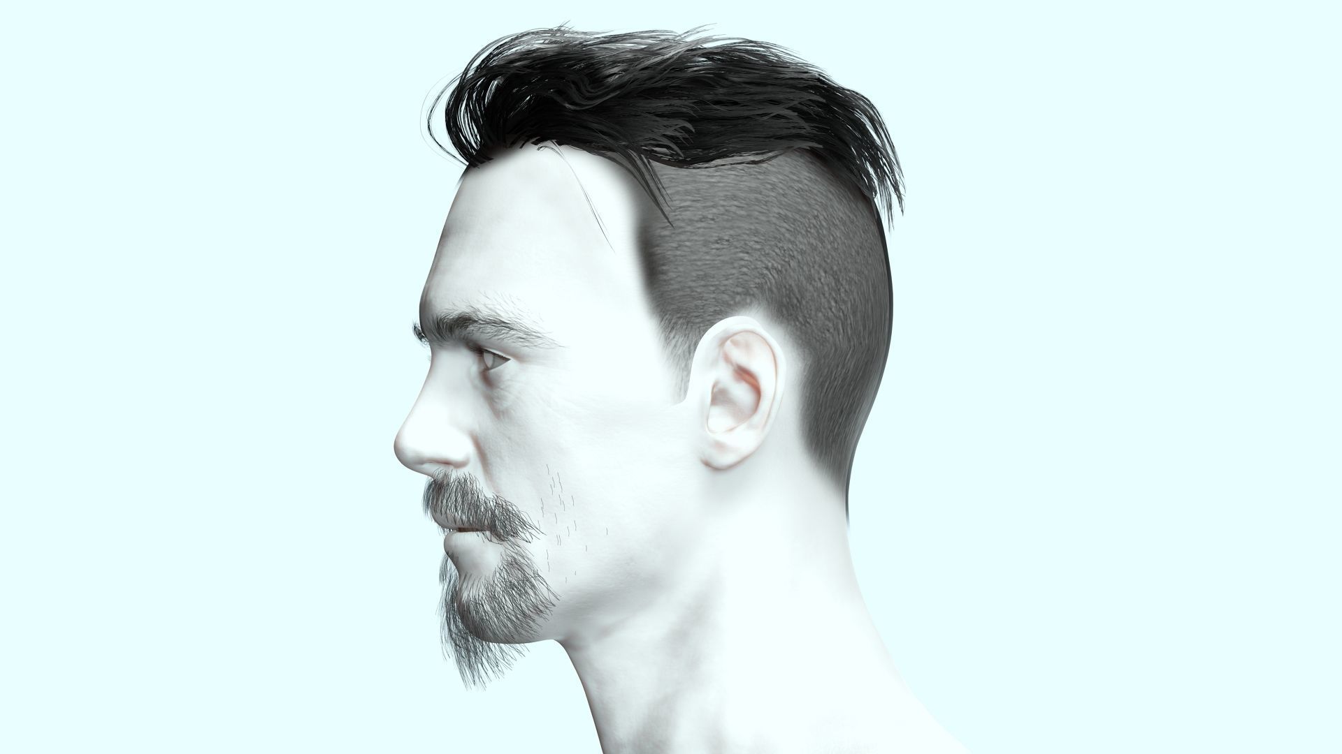 Realistic Male Hair - Undercut Style Low-poly 3D model_4