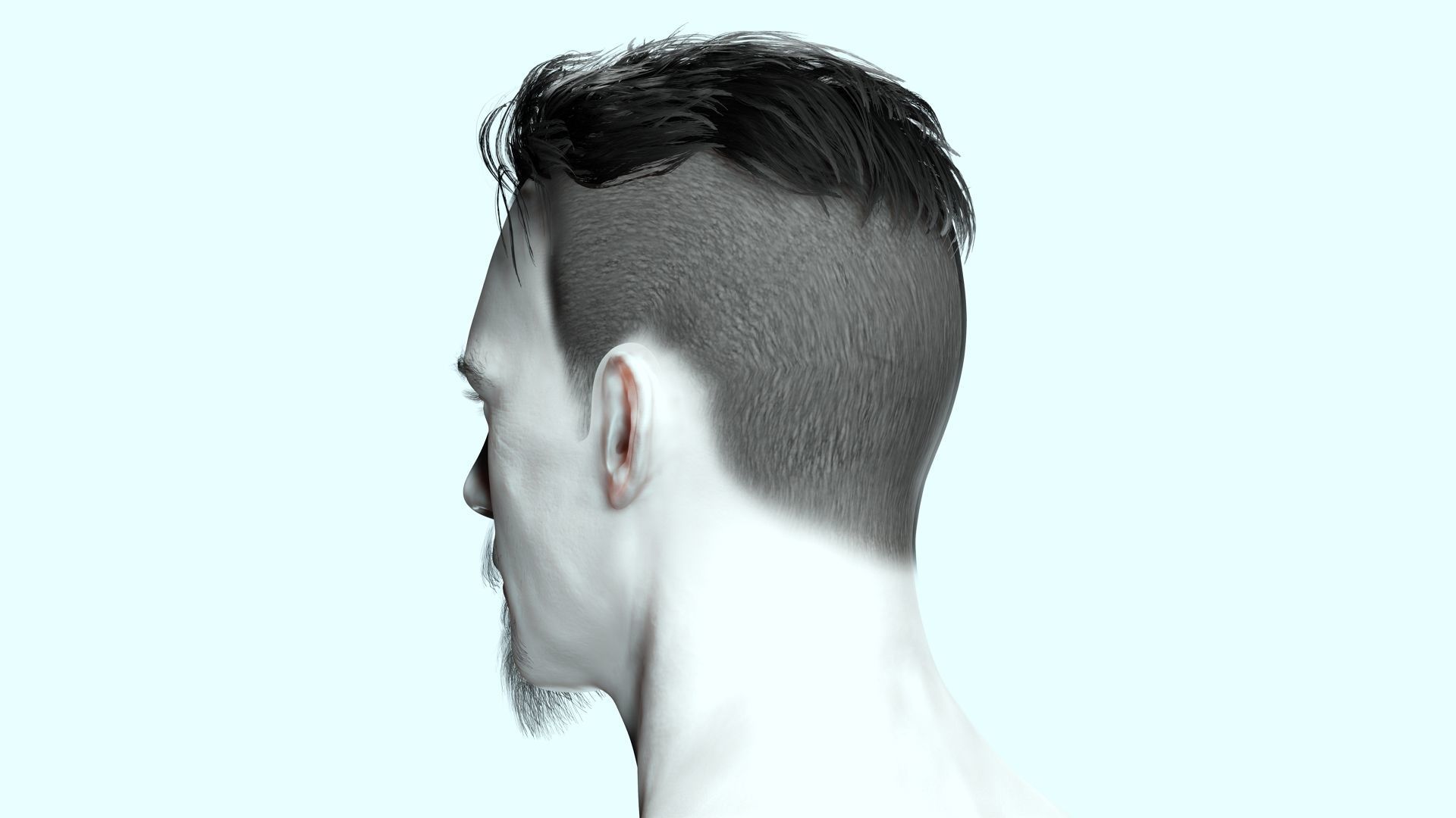 Realistic Male Hair - Undercut Style Low-poly 3D model_5