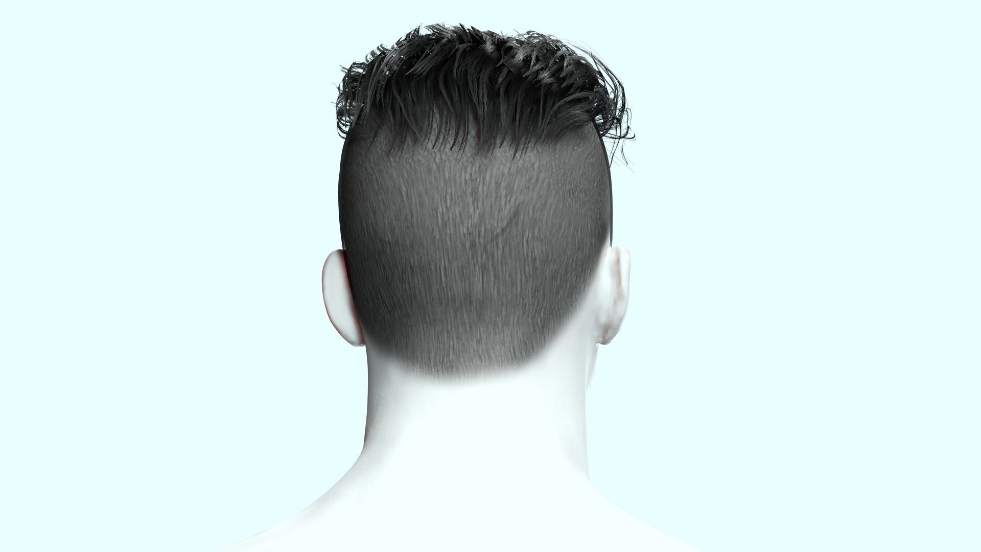 Realistic Male Hair - Undercut Style Low-poly 3D model_7