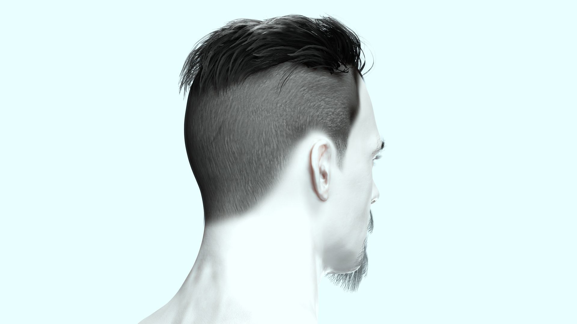 Realistic Male Hair - Undercut Style Low-poly 3D model_8
