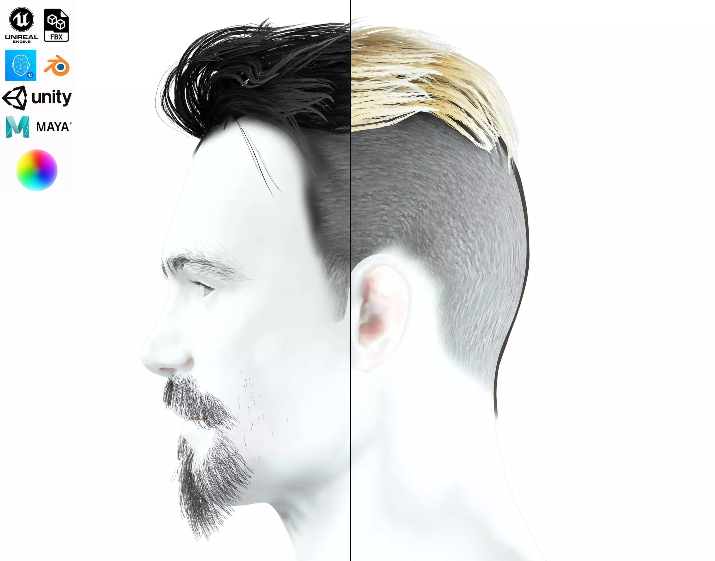 Realistic Male Hair - Undercut Style Low-poly 3D model_0