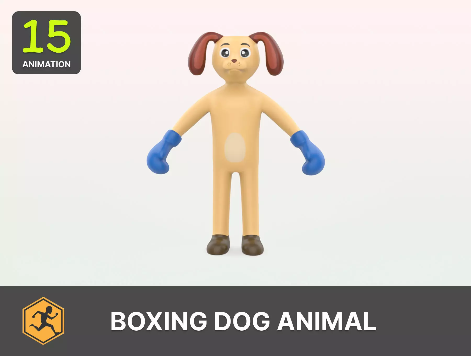 Boxing Dog Animal Animated  Low-poly 3D model_0