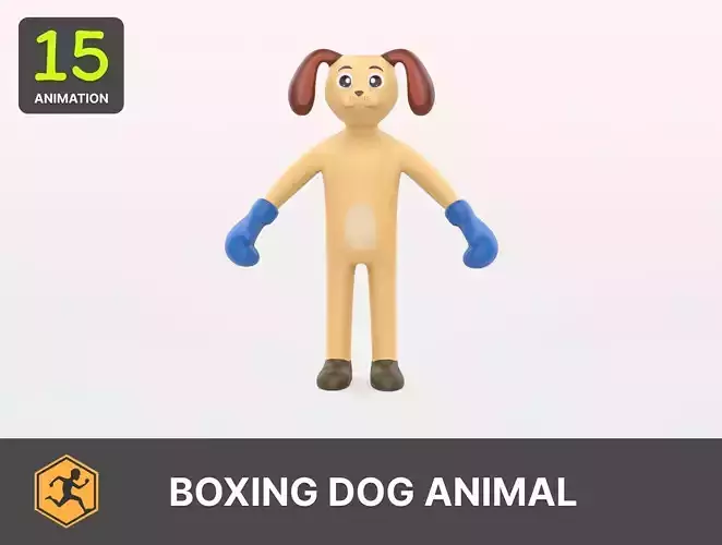 Boxing Dog Animal Animated  Low-poly 3D model
