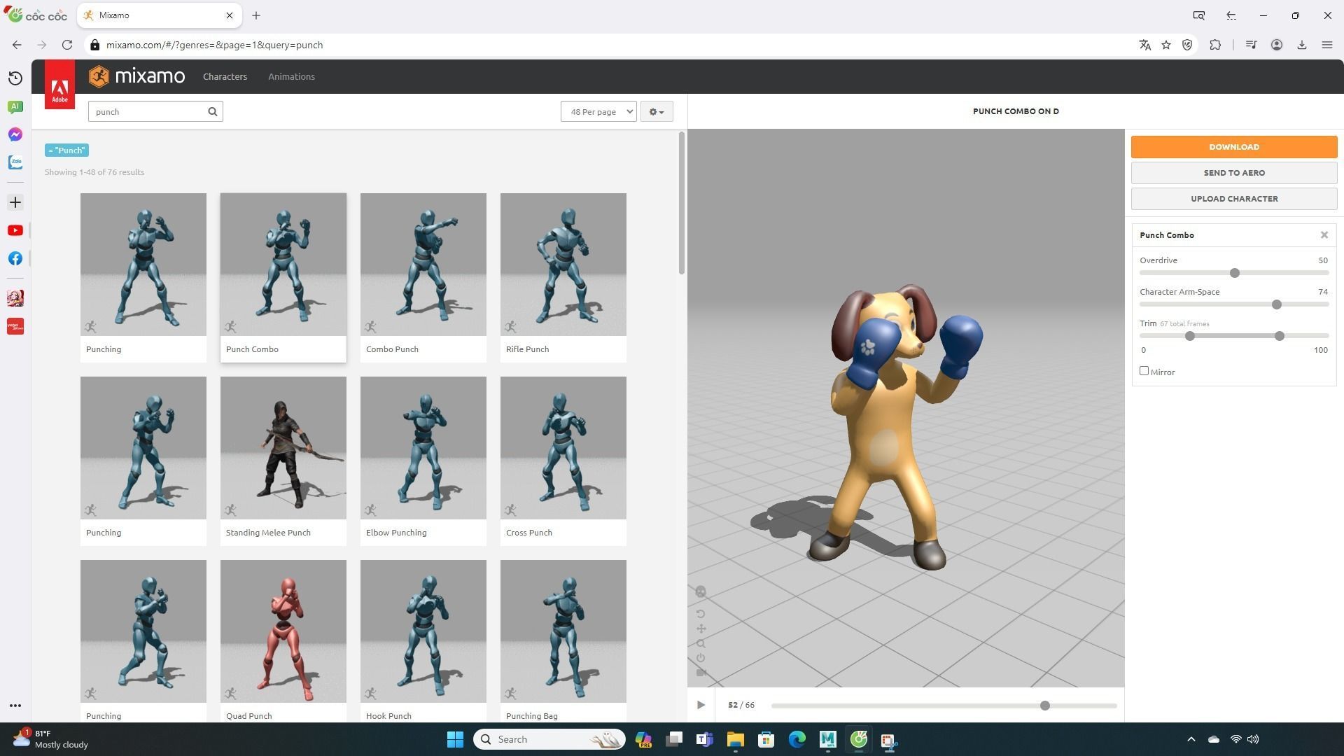 Boxing Dog Animal Animated  Low-poly 3D model_1