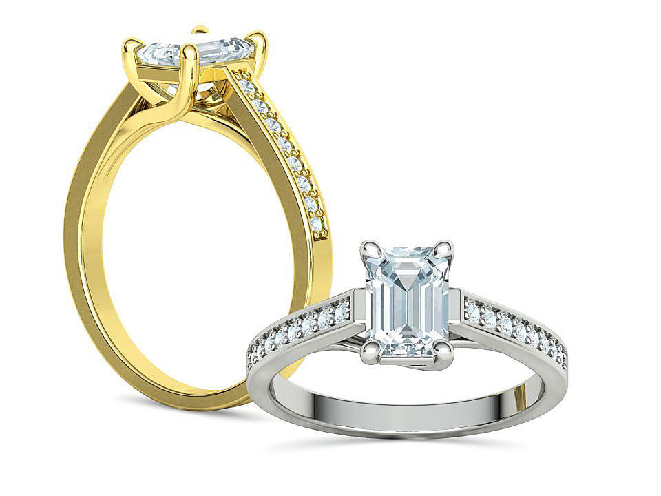 Bespoke Engagement Trellis Ring 1CT 7x5 Emerald Stone 3Dmodel 3D print model_2