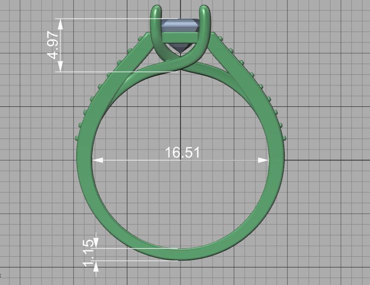 Bespoke Engagement Trellis Ring 1CT 7x5 Emerald Stone 3Dmodel 3D print model_37