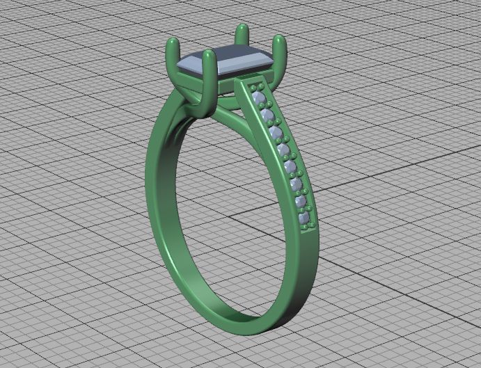 Bespoke Engagement Trellis Ring 1CT 7x5 Emerald Stone 3Dmodel 3D print model_45