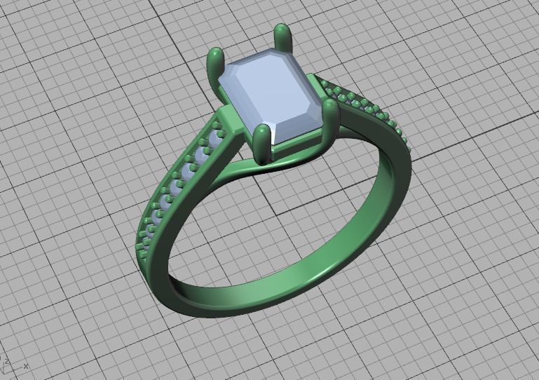 Bespoke Engagement Trellis Ring 1CT 7x5 Emerald Stone 3Dmodel 3D print model_40