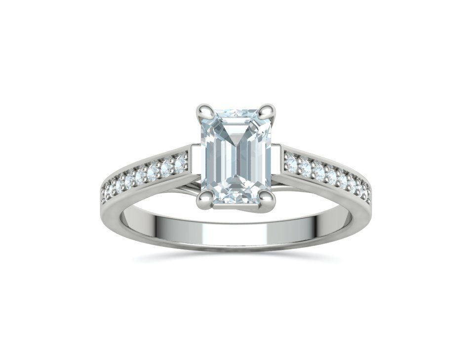 Bespoke Engagement Trellis Ring 1CT 7x5 Emerald Stone 3Dmodel 3D print model_15