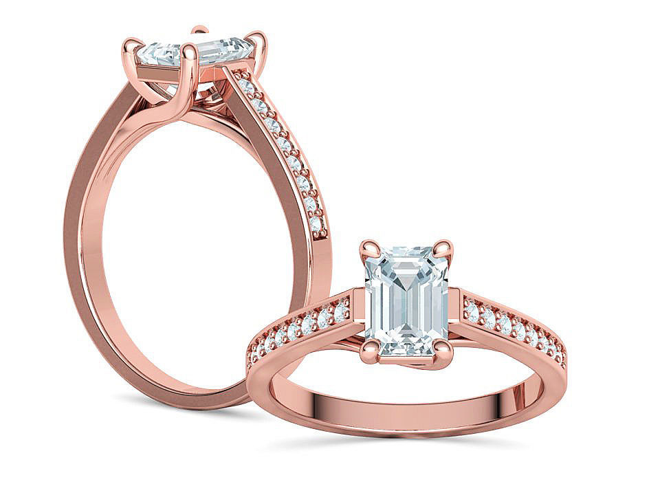 Bespoke Engagement Trellis Ring 1CT 7x5 Emerald Stone 3Dmodel 3D print model_4