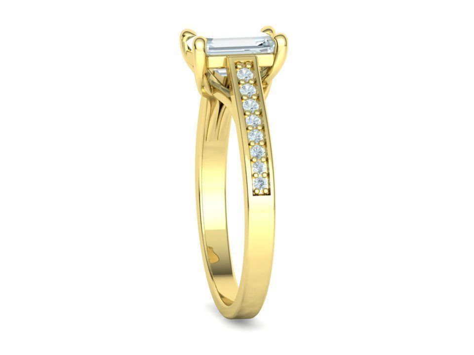 Bespoke Engagement Trellis Ring 1CT 7x5 Emerald Stone 3Dmodel 3D print model_23