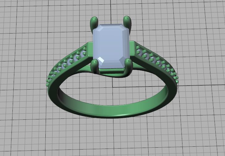 Bespoke Engagement Trellis Ring 1CT 7x5 Emerald Stone 3Dmodel 3D print model_39