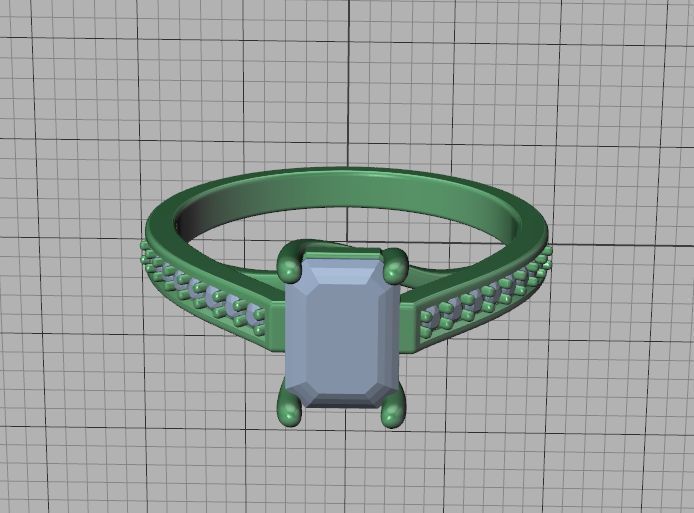 Bespoke Engagement Trellis Ring 1CT 7x5 Emerald Stone 3Dmodel 3D print model_44