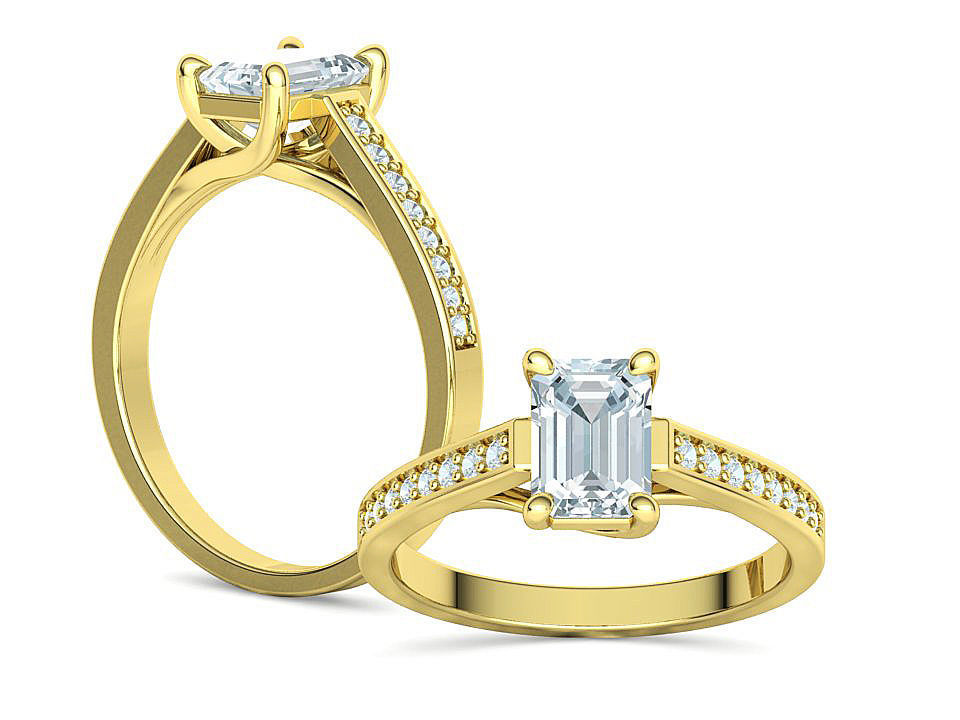 Bespoke Engagement Trellis Ring 1CT 7x5 Emerald Stone 3Dmodel 3D print model_5