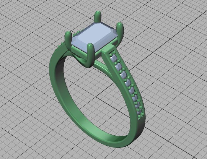 Bespoke Engagement Trellis Ring 1CT 7x5 Emerald Stone 3Dmodel 3D print model_41