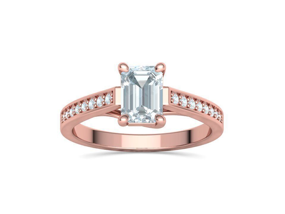 Bespoke Engagement Trellis Ring 1CT 7x5 Emerald Stone 3Dmodel 3D print model_13