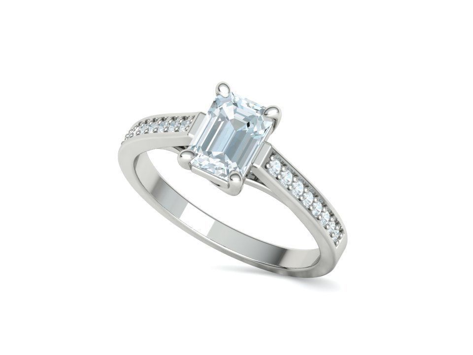 Bespoke Engagement Trellis Ring 1CT 7x5 Emerald Stone 3Dmodel 3D print model_33