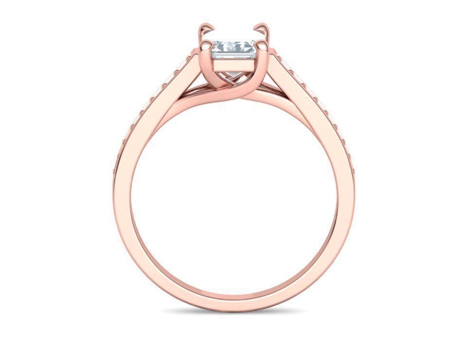 Bespoke Engagement Trellis Ring 1CT 7x5 Emerald Stone 3Dmodel 3D print model_16