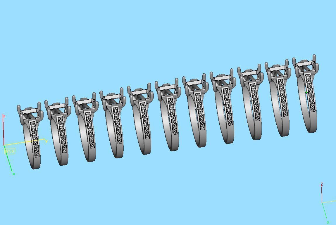 Bespoke Engagement Trellis Ring 1CT 7x5 Emerald Stone 3Dmodel 3D print model_12