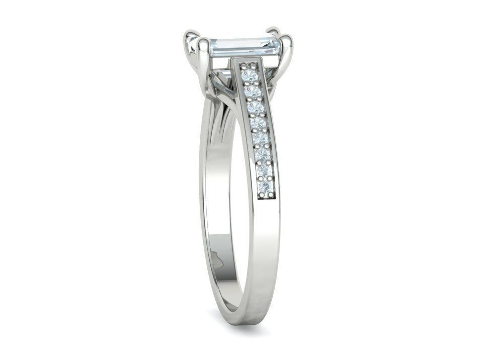 Bespoke Engagement Trellis Ring 1CT 7x5 Emerald Stone 3Dmodel 3D print model_24