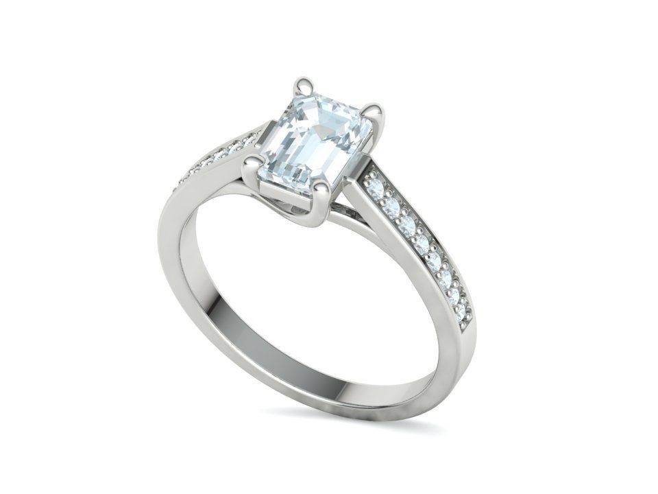 Bespoke Engagement Trellis Ring 1CT 7x5 Emerald Stone 3Dmodel 3D print model_30