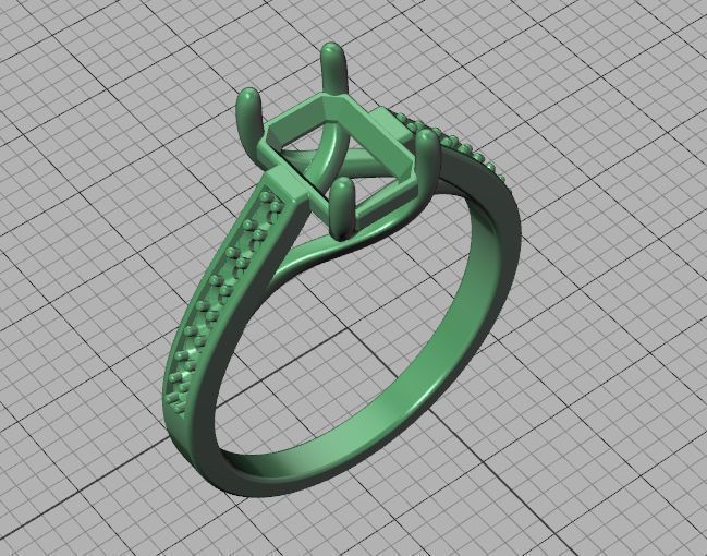 Bespoke Engagement Trellis Ring 1CT 7x5 Emerald Stone 3Dmodel 3D print model_42