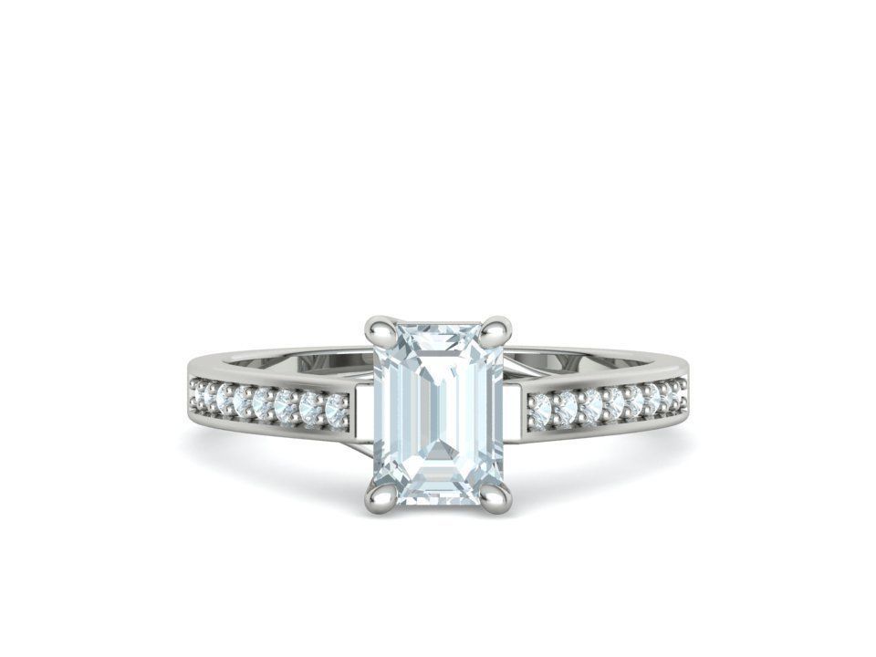 Bespoke Engagement Trellis Ring 1CT 7x5 Emerald Stone 3Dmodel 3D print model_36