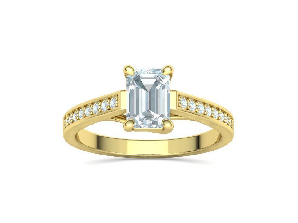 Bespoke Engagement Trellis Ring 1CT 7x5 Emerald Stone 3Dmodel 3D print model_14