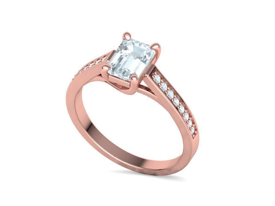 Bespoke Engagement Trellis Ring 1CT 7x5 Emerald Stone 3Dmodel 3D print model_28