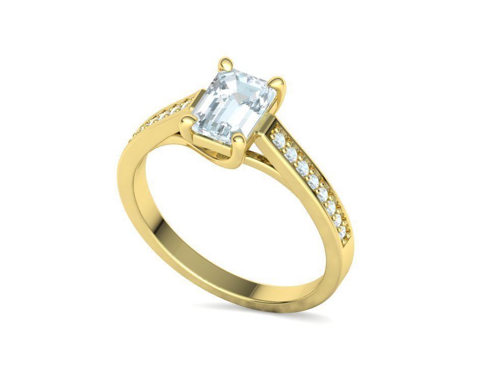 Bespoke Engagement Trellis Ring 1CT 7x5 Emerald Stone 3Dmodel 3D print model_29