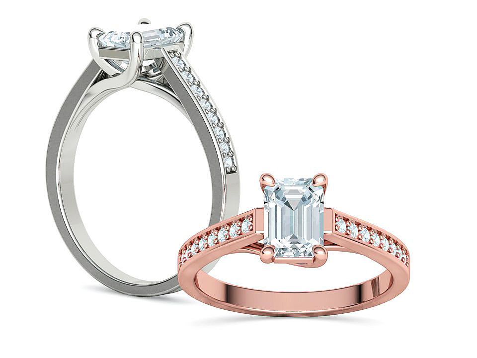 Bespoke Engagement Trellis Ring 1CT 7x5 Emerald Stone 3Dmodel 3D print model_3