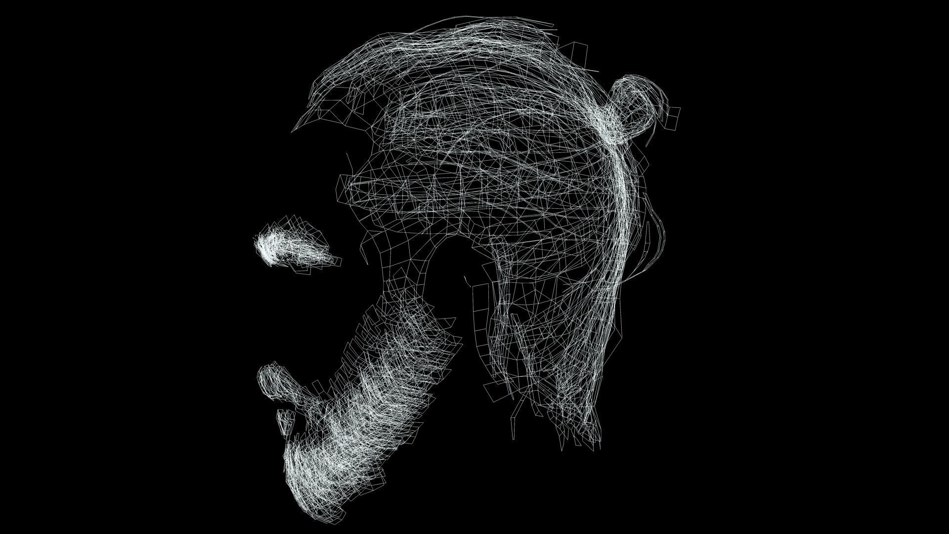 Bun Man - Asiatique Hair Low-Poly Low-poly 3D model_12