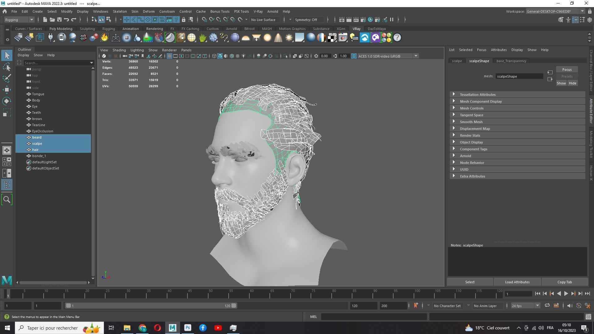 Bun Man - Asiatique Hair Low-Poly Low-poly 3D model_14