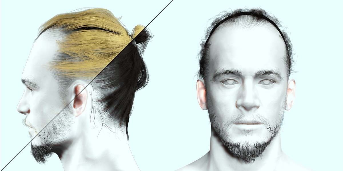 Bun Man - Asiatique Hair Low-Poly Low-poly 3D model_1