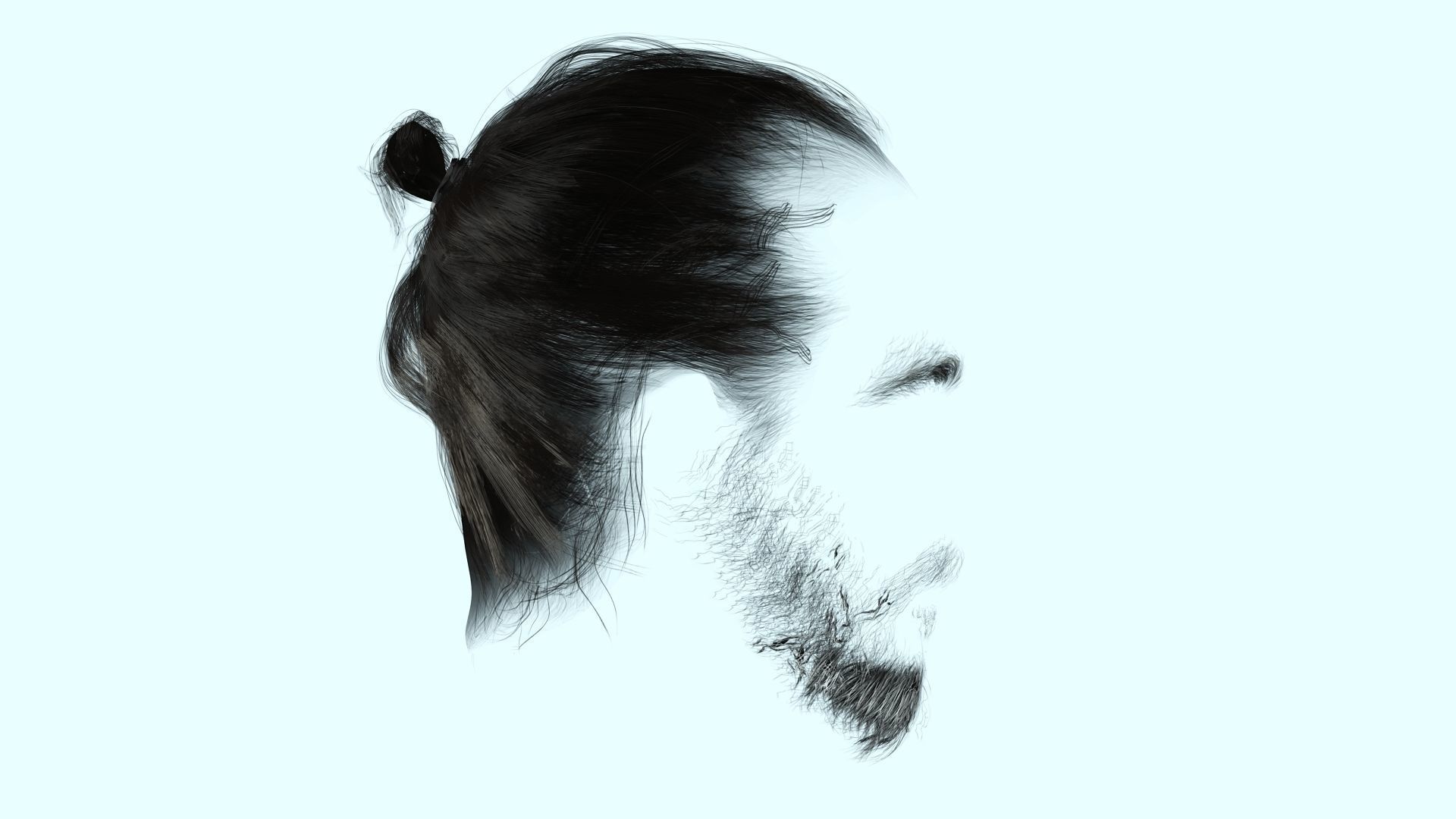 Bun Man - Asiatique Hair Low-Poly Low-poly 3D model_10